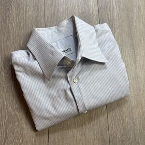 GIORGI ARMANI Current Shirt Striped Long Sleeve Button Down Dress Men 42 16.5 L